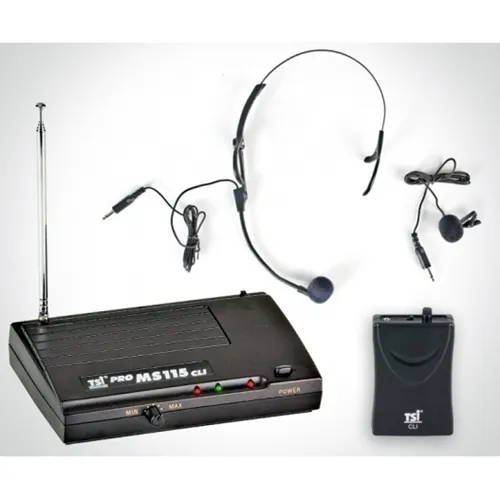 Microfone sem Fio (Kit Cabeça/Lapela/Instrumento) TSI MS-115 VHF CLI