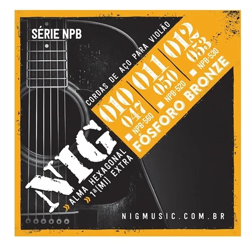Encordoamento para Violão Aço NIG NPB-560 Fósforo Bronze (.010-.047)