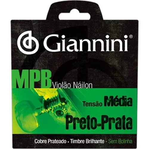 Encordoamento para Violão Nylon Giannini MPB Preto-Prata GENWBS