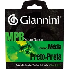 Encordoamento para Violão Nylon Giannini MPB Preto-Prata GENWBS