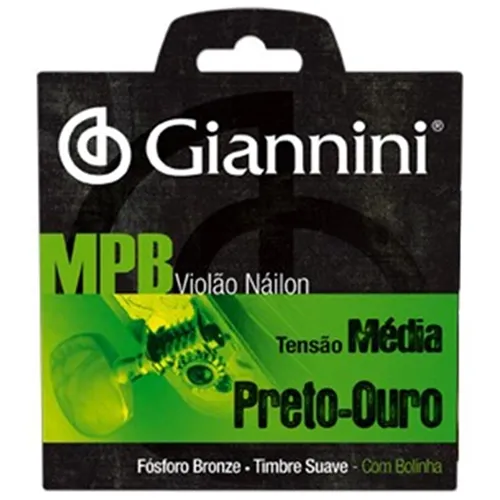 Encordoamento para Violão Nylon Giannini MPB Preto-Ouro com Bolinha GENWBG