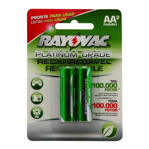 Pilha Pequena Recarregável Rayovac Platinum AA (Com 2)