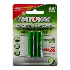 Pilha Pequena Recarregável Rayovac Platinum AA (Com 2)