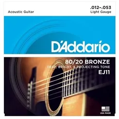 Encordoamento para Violão Aço D'Addario EJ11 (.012-.053) Bronze 80/20