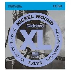 Encordoamento para Guitarra D'Addario EXL116 (.011-.052) Medium Top/ Heavy Bottom