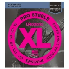 Encordoamento para Contra-Baixo 6 Cordas D'Addario EPS170-6 Pro Steels (.032-.130)