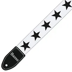 Correia para Violão/ Guitarra/ Baixo Basso SF-01BR Branca/ Estrelas Pretas