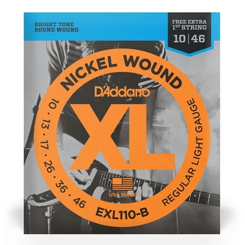 Encordoamento para Guitarra D'Addario EXL110-B (.010-.046) (com Corda 1ª Mi Extra)