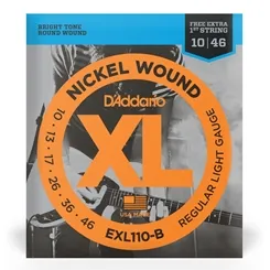 Encordoamento para Guitarra D'Addario EXL110-B (.010-.046) (com Corda 1ª Mi Extra)