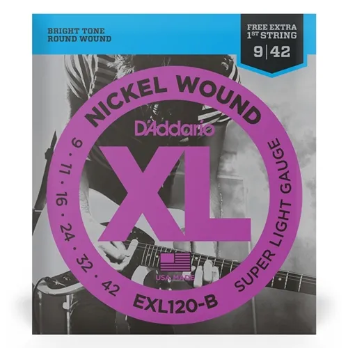 Encordoamento para Guitarra D'Addario EXL120-B (.009-.042) (com Corda 1ª Mi Extra)