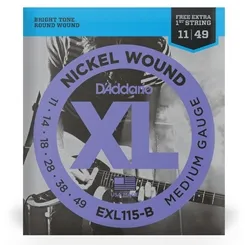 Encordoamento para Guitarra D'Addario EXL115-B (.011-.049) (com Corda 1ª Mi Extra)