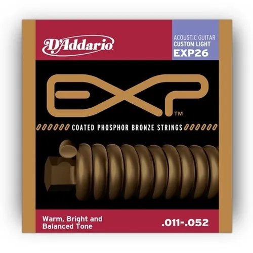 Encordoamento para Violão Aço D'Addario EXP26 (.011-.052) Coated Phosphor Bronze