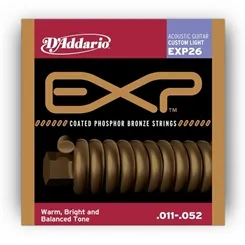 Encordoamento para Violão Aço D'Addario EXP26 (.011-.052) Coated Phosphor Bronze
