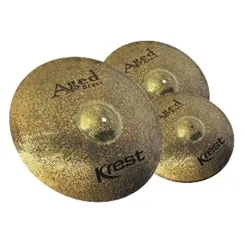 Kit de Pratos Krest Aged Brass 13"HH/14"MC/18"CR com Bag