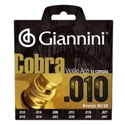 Encordoamento para Violão 12 Cordas Giannini Cobra CA82L12 (.010-.047) Bronze 80/20