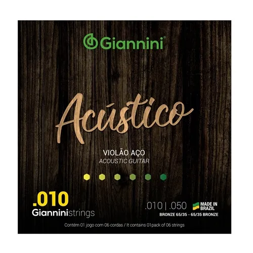 Encordoamento para Violão Aço Giannini Acústico (.010-.050) GESWAM