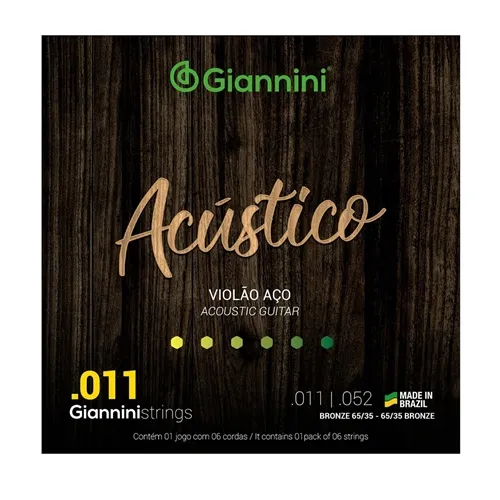 Encordoamento para Violão Aço Giannini Acústico (.011-.052) GESPW