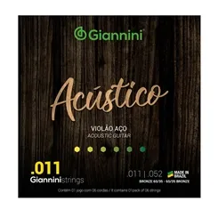 Encordoamento para Violão Aço Giannini Acústico (.011-.052) GESPW