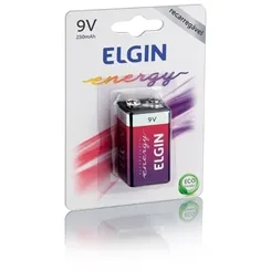 Bateria 9V Recarregável Elgin 250 mAh