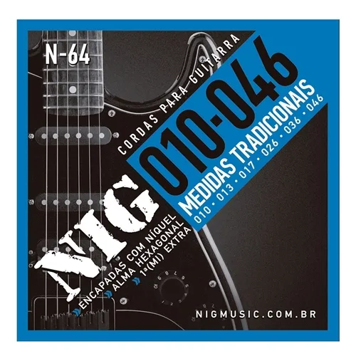 Encordoamento para Guitarra NIG N-64 (.010-.046)
