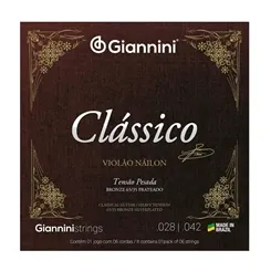 Encordoamento para Violão Nylon Giannini Clássico Tensão Pesada GENWPA