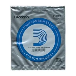 Corda Avulsa 1ª Mi para Violão Aço/ Guitarra D'Addario PL009 .009