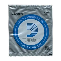 Corda Avulsa 1ª Mi para Violão Aço/ Guitarra D'Addario PL010 .010