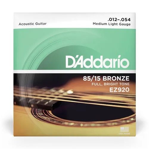 Encordoamento para Violão Aço D'Addario EZ920 (.012-.054) Bronze 85/15