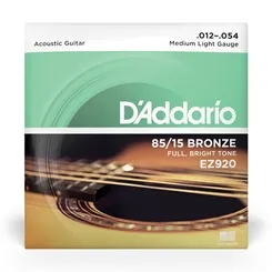 Encordoamento para Violão Aço D'Addario EZ920 (.012-.054) Bronze 85/15
