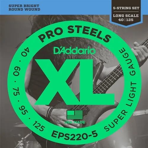 Encordoamento para Contra-Baixo 5 Cordas D'Addario EPS220-5 Pro Steels (.040-.125)