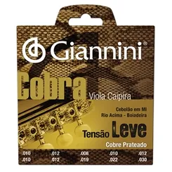 Encordoamento para Viola Caipira Giannini Cobra Tensão Leve Cobre Prateado GESVL