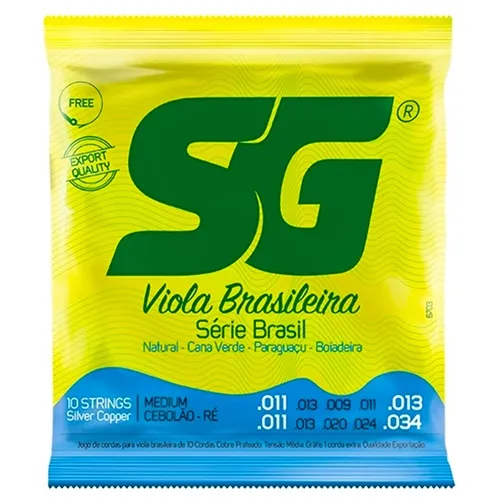 Encordoamento para Viola Caipira SG Tensão Média Cobre Prateado