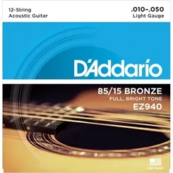 Encordoamento para Violão 12 Cordas D'Addario EZ940 Bronze 85/15 (.010-.050)