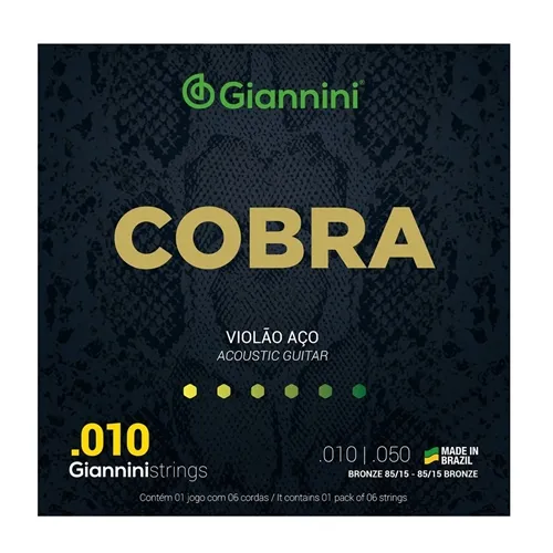 Encordoamento para Violão Aço Giannini Cobra (.010-.050) GEEFLE Bronze 85/15