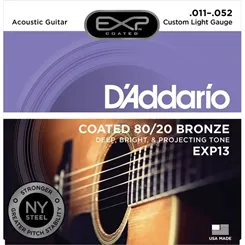 Encordoamento para Violão Aço D'Addario EXP13 (.011-.052) Coated Bronze 80/20