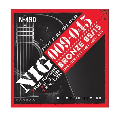 Encordoamento para Violão Aço NIG N-490 Bronze (.009-.045)