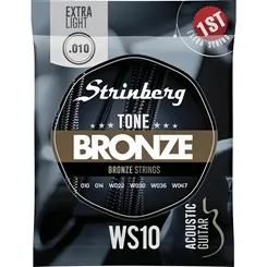 Encordoamento para Violão Aço Strinberg WS-10 Bronze (.010-.047) com Mi (E) Extra