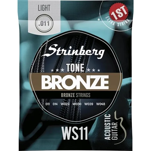 Encordoamento para Violão Aço Strinberg WS-11 Bronze (.011-.048) com Corda 1.Mi Extra