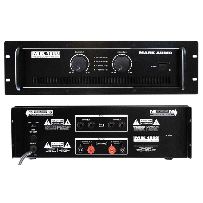 Amplificador de Potência Mark Audio MK4800 800W RMS - Amplificador de