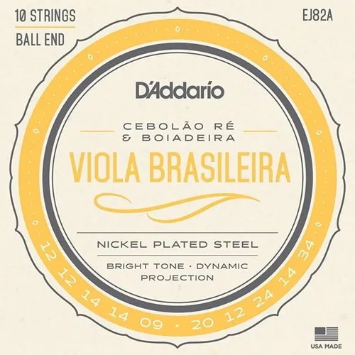 Encordoamento para Viola Caipira D'Addario J82A Cebolão Ré e Boiadeira