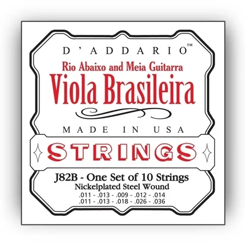 Encordoamento para Viola Caipira D'Addario J82B Rio Abaixo e Meia Guitarra