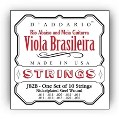 Encordoamento para Viola Caipira D'Addario J82B Rio Abaixo e Meia Guitarra