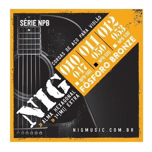 Encordoamento para Violão Aço NIG NPB-520 Fósforo Bronze (.011-.050)