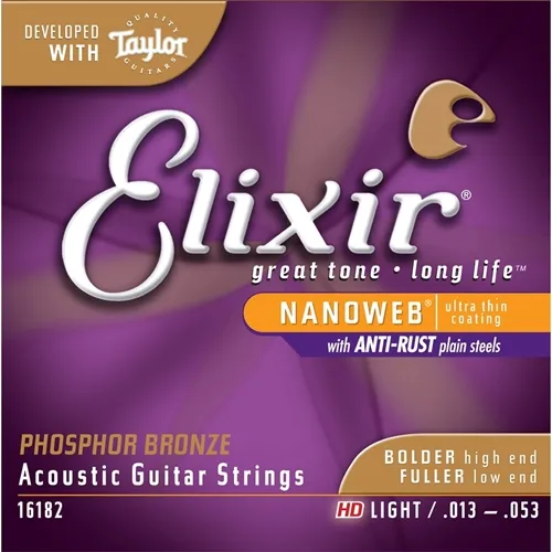 Encordoamento para Violão Aço Elixir (.013-.053) HD Light Phosphor Bronze 16182