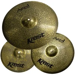 Kit de Pratos Krest Aged Brass 14 / 16 / 20 com Bag