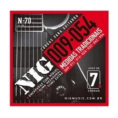 Encordoamento para Guitarra 7 Cordas NIG N-70 (.009-.054)
