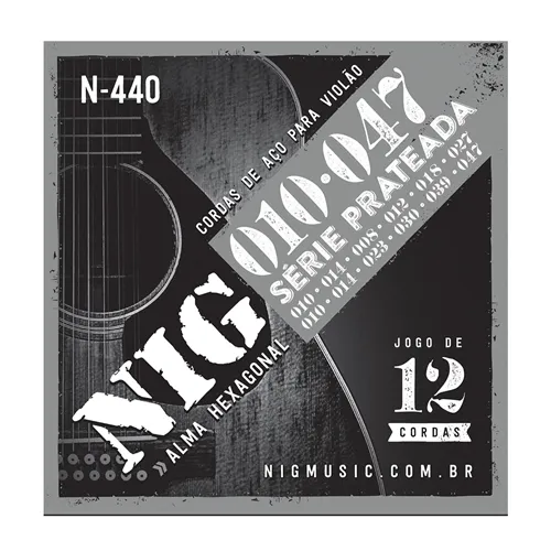 Encordoamento para Violão 12 Cordas NIG N-440 (.010-.047)
