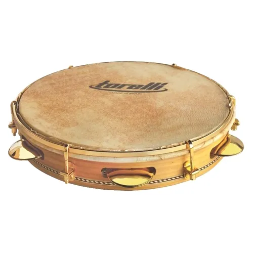 Pandeiro 10" Torelli TP-341 Chorinho Dourado Pele Animal